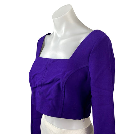 Zara Women's Purple Indigo Long Sleeve Square Neck Backless Crop Top Size M
