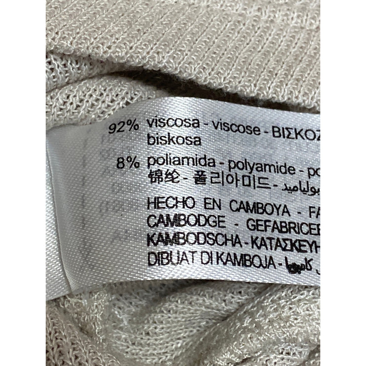 Zara Women's Beige Ribbed Knit V Neck Long Sleeve Button Up Cardigan Top Size S