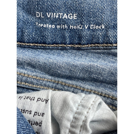 DL1961 Women's Blue Raw Frayed Hem High Rise Loose Straight Denim Jeans Pants 26