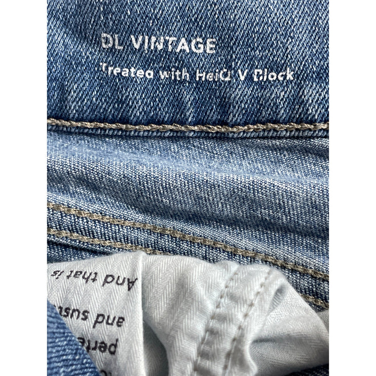 DL1961 Women's Blue Raw Frayed Hem High Rise Loose Straight Denim Jeans Pants 26