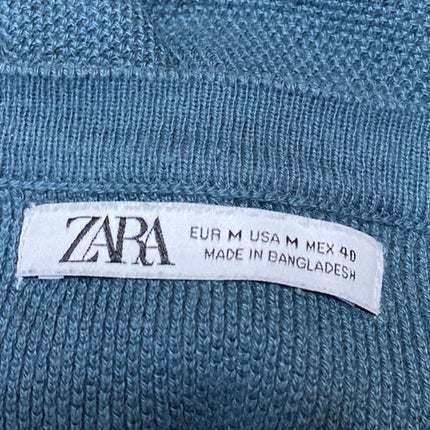 Zara Men's Blue Green Crewneck Short Sleeve Casual Basic Tee T-shirt Top Size M