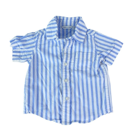 Janie & Jack Striped Cabana Baby Blue White Button Down Matching Set Size 6-12M