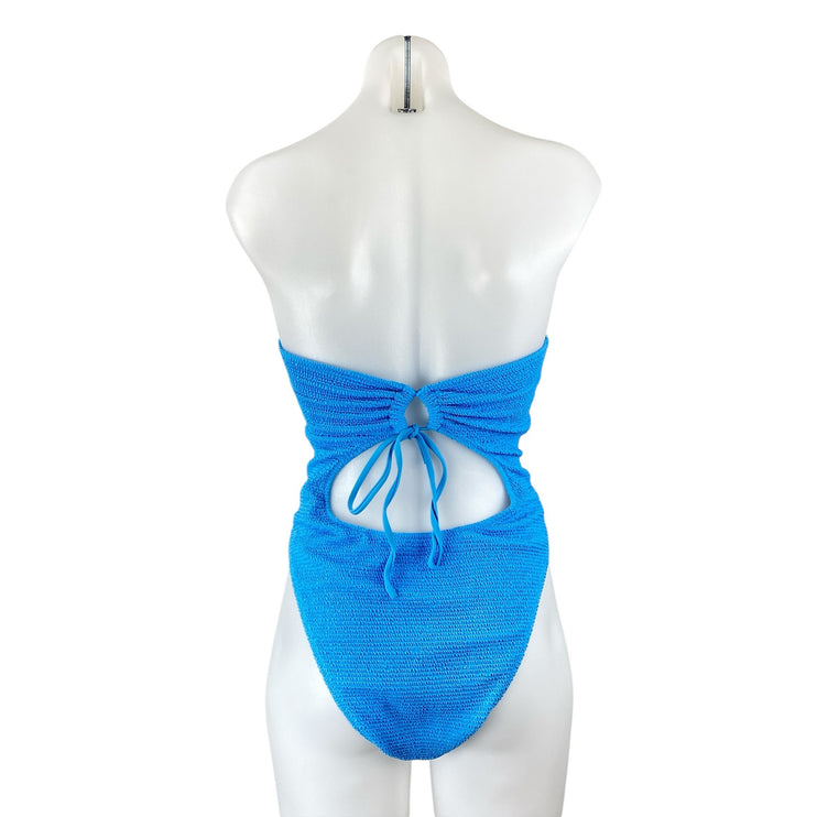 Pacsun Elsa Blue Scrunch Cutout Tie High Cut One Piece Swimsuit Swimwear Size L