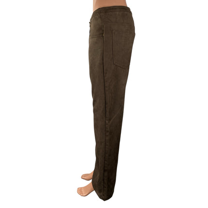 NEW Lioness Womens Brown Pleated Mid Rise Flare Bootcut Trousers Pants Size M