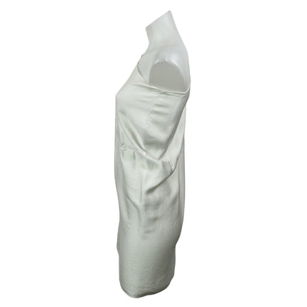 Zara White Silky Satin Sleeveless One Shoulder Asymmetrical Tunic Mini Dress S
