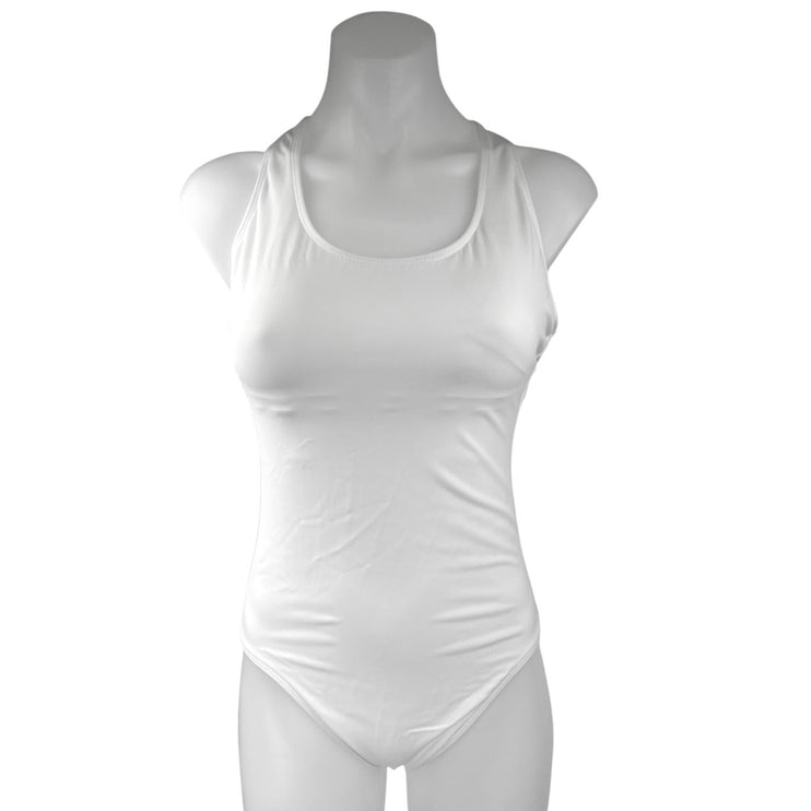 Andie Women's White Scoop Neck Sleeveless Crossback One Piece Swimsuit Size M