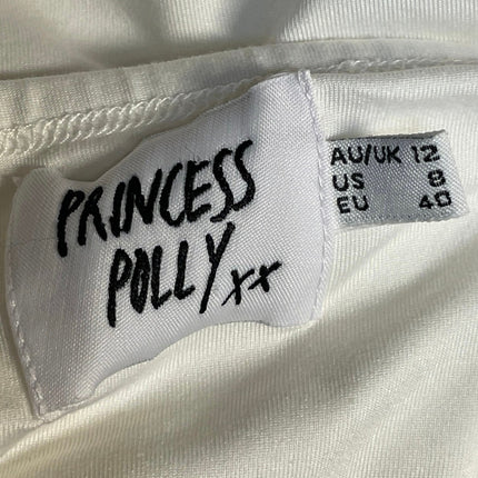 Princess Polly White Halter Ring Plunge Cutout One Piece Swimsuit Swimwear Sz 8