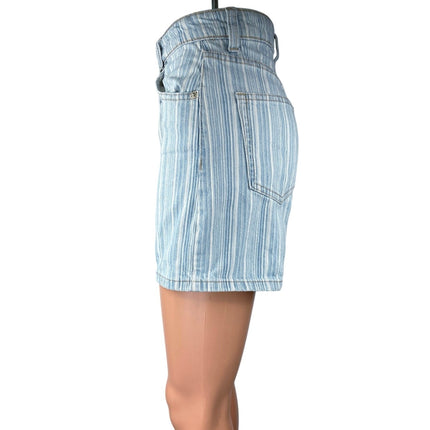Zara Women's Blue Striped High Waisted Casual Mini Denim Jean Shorts Size 0