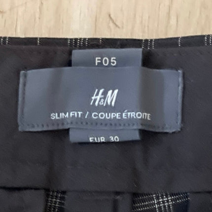 H&M Mens Brown Plaid Slim Fit Straight Leg Mid Rise Chino Trousers Pants Size 30