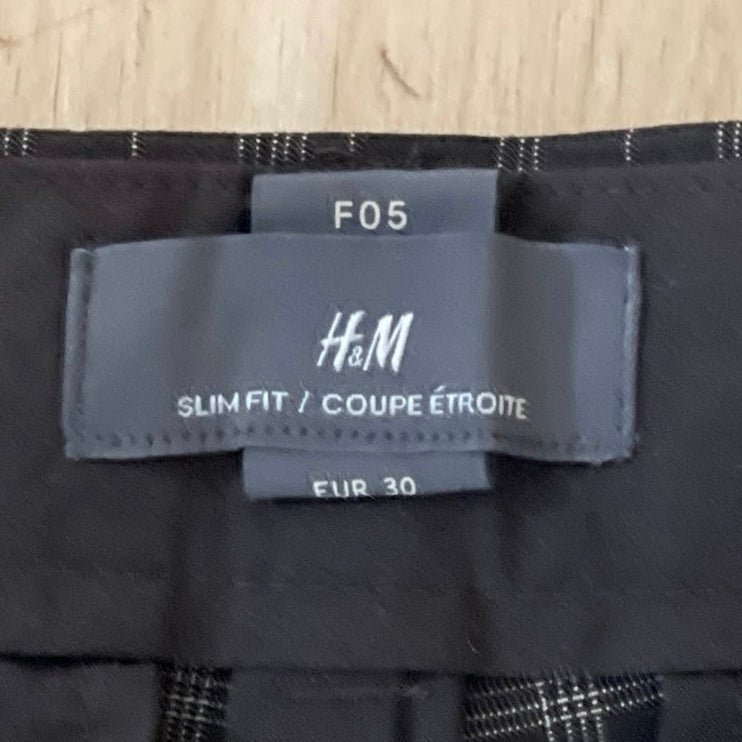 H&M Mens Brown Plaid Slim Fit Straight Leg Mid Rise Chino Trousers Pants Size 30