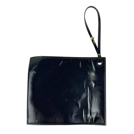 Nanushka Black PU Leather Strap Zipper Purse Clutch Wristlet Mini Handbag OS