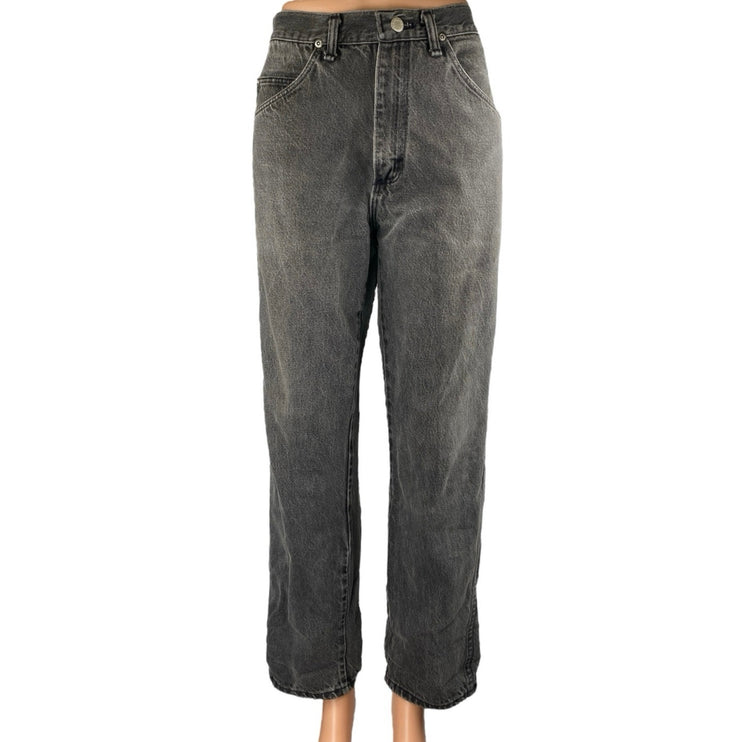 Wrangler Women's Black Washed High Rise Relaxed Straight Denim Jeans Size 33x30