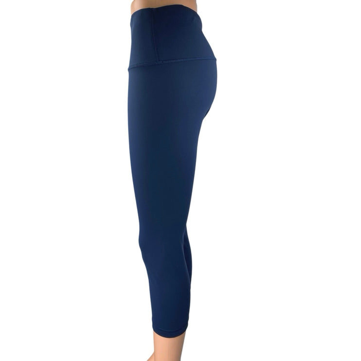 Lululemon Blue Mid Rise Skinny Activewear Athletic Yoga Crop Leggings Pants Sz 8
