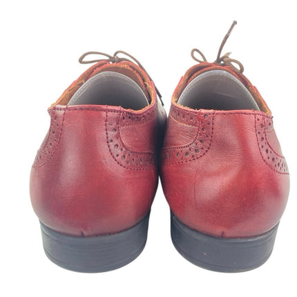 FHS Men's Maroon Red Leather Lace Up Wingtip Oxford Dress Shoes Size 44 US 11