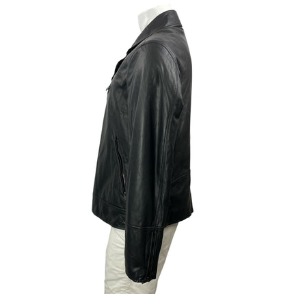 MNG Mango Men's Black Faux Leather Vegan Quilted Long Sleeve Moto Jacket Size XL