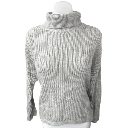 Rag Poets Gray Ribbed Knit Foldover Turtleneck Dolman Pullover Sweater Top Sz S