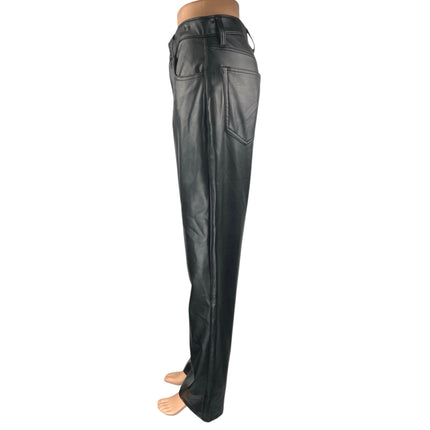 Abercrombie & Fitch Black Faux Leather Straight Leg High Waist Trousers Pants 29