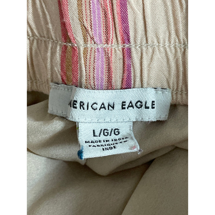 American Eagle Women's Stripe High Rise Palazzo Wide Leg Cargo Trousers Pants L