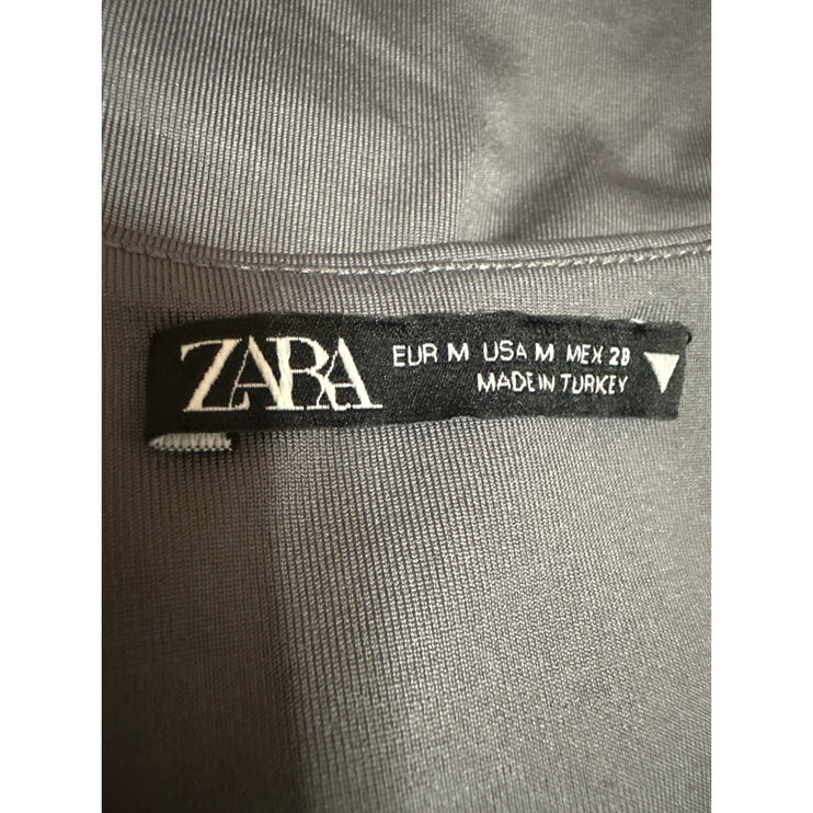 Zara Women's Gray Sleeveless High Neck Thong Cami Tank Bodysuit Top Size M