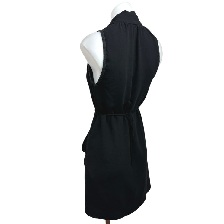 Aritzia Wilfred Black Sleeveless V Neck Faux Wrap Mini Sheath Dress Size XXS