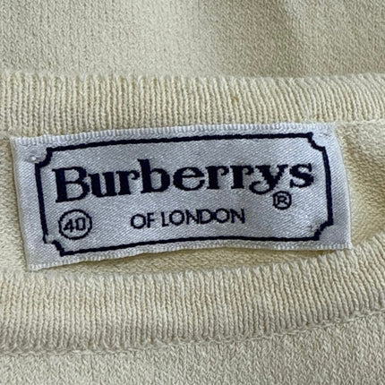 Burberrys Cream White Colorblock Knit Short Sleeve Sweater Tee T-Shirt Top Sz 6