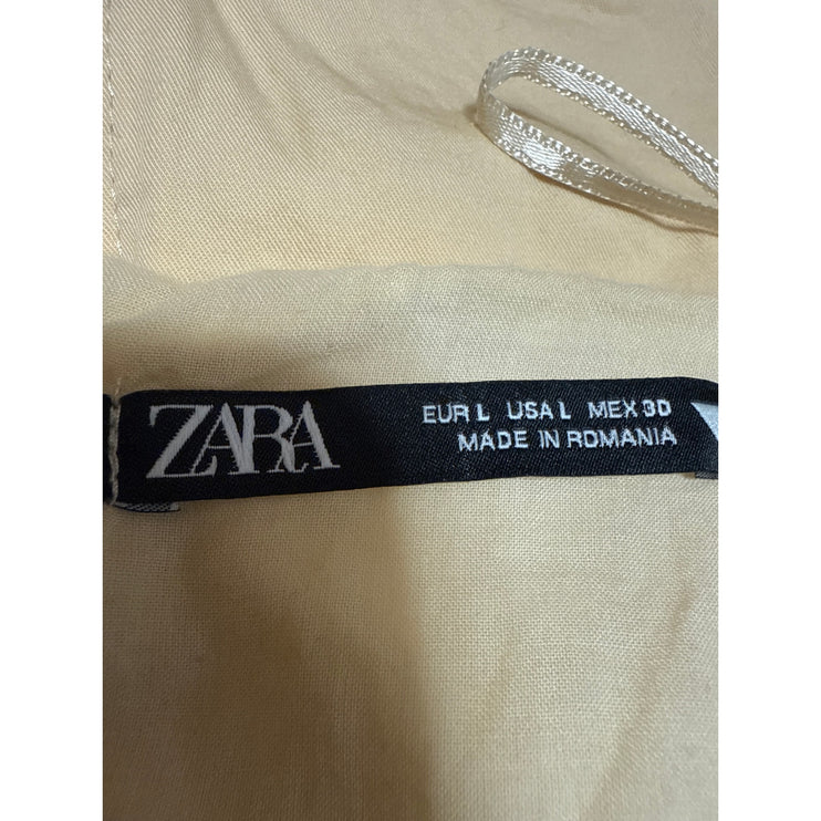 Zara Women's Yellow Strapless Sleeveless Bandeau Bustier Wrap Tube Blouse Top L