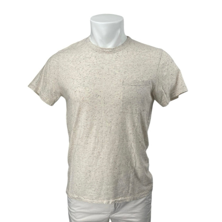 J.Crew Men's Beige Short Sleeve Speckled Crew Neck Pocket T Shirt Tee Top Sz S