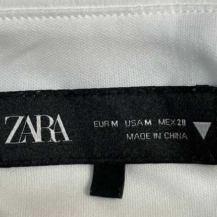 Zara Women's White Sleeveless Tortoiseshell Effect O-Ring Halter Blouse Top M