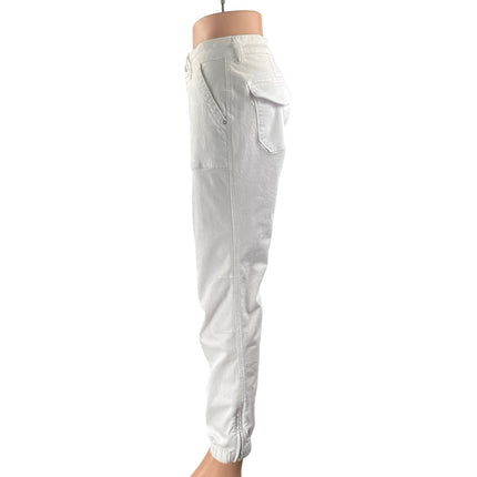 Mavi Women's White Mid Rise Slim Fit Straight Casual Cargo Denim Jeans Size M