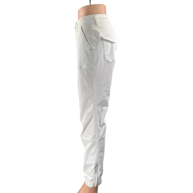 Mavi Women's White Mid Rise Slim Fit Straight Casual Cargo Denim Jeans Size M