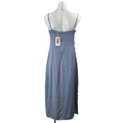 NEW Girl and The Sun Blue Sleeveless Side Button Cami Camisole Midi Dress Sz XS