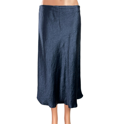 Aritzia Babaton Blue Silk Satin High Waist Flare Straight Full Midi Skirt Sz 12