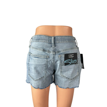 NEW Silver Jeans Co Women's Blue High Rise Cutoff Boyfriend Denim Jean Shorts 25