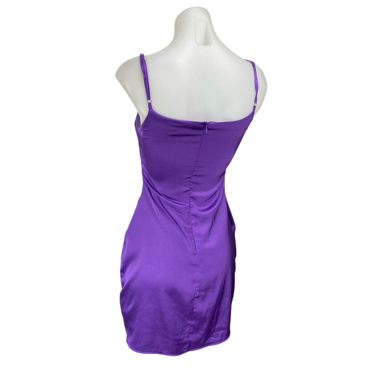 Missguided Purple Silk Satin Sleeveless Cami Camisole Tank Mini Slip Dress Sz 4