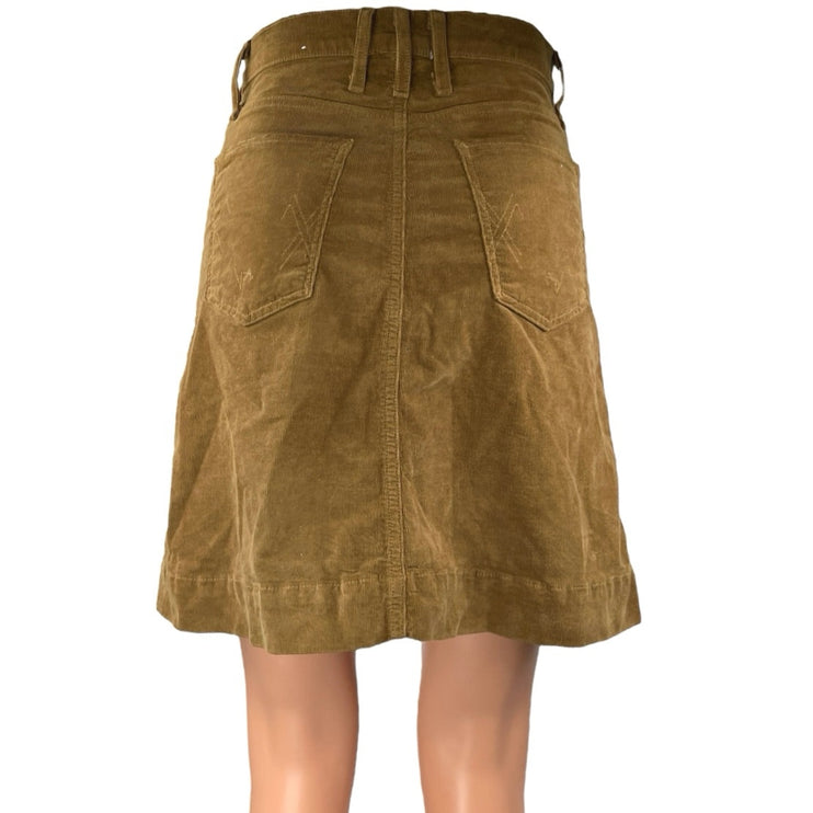 McGuire Columbier Brown Corduroy Velvet Velour Button Down Mini A-Line Skirt 25
