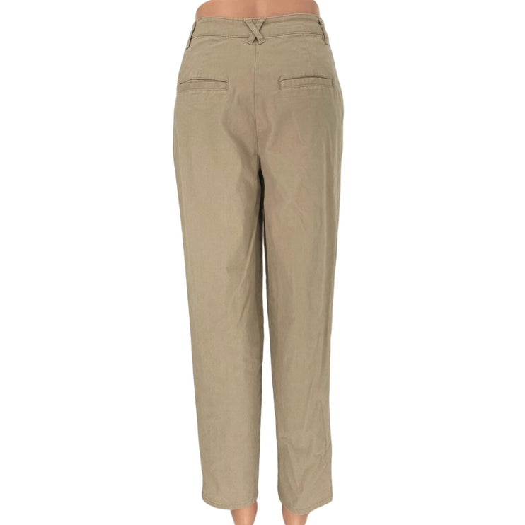 Asos Design Beige Pleated Front High Rise Straight Leg Twill Ankle Pants Size 4