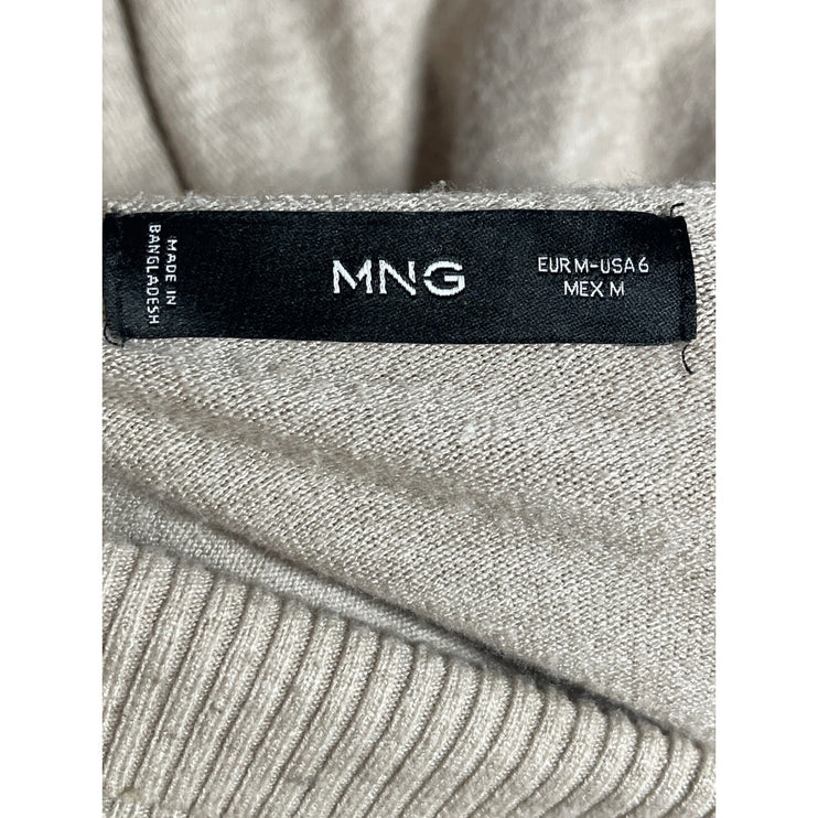 Mango MNG Beige Oversized Knit Turtleneck Long Sleeve Midi Sweater Dress Size M