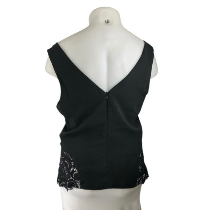 Chelsea 28 Women's Black Sleeveless Lace Inset V-neck Crop Blouse Tank Top Sz XL