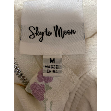 Sky To Moon Women's White Floral Bustier Corset Ruffle Lace Cami Tank Top Size M
