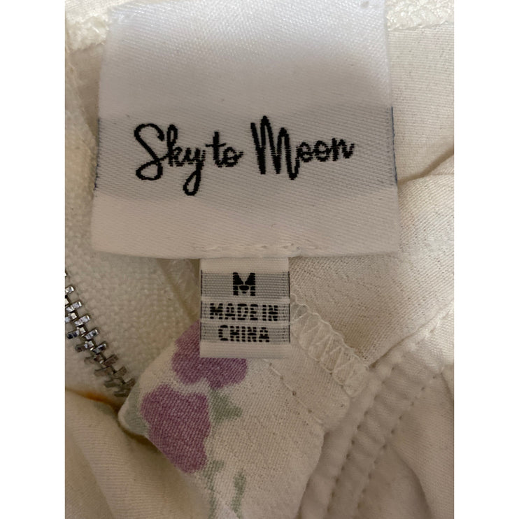 Sky To Moon Women's White Floral Bustier Corset Ruffle Lace Cami Tank Top Size M