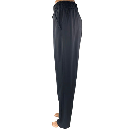 Lululemon Black Elastic Waist Straight Leg Activewear Paperbag Trousers Pants 8
