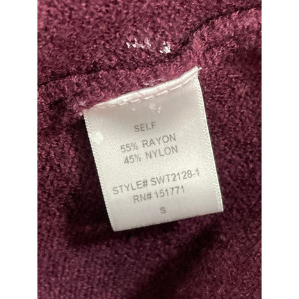 Sunday Stevens Women's Red Maroon V Neck Long Sleeve Cropped Sweater Top Size S