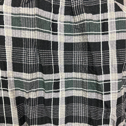 Club Monaco Black Gray Linen Blend Plaid Mini Puff Sleeve Shirt Dress – Brie
