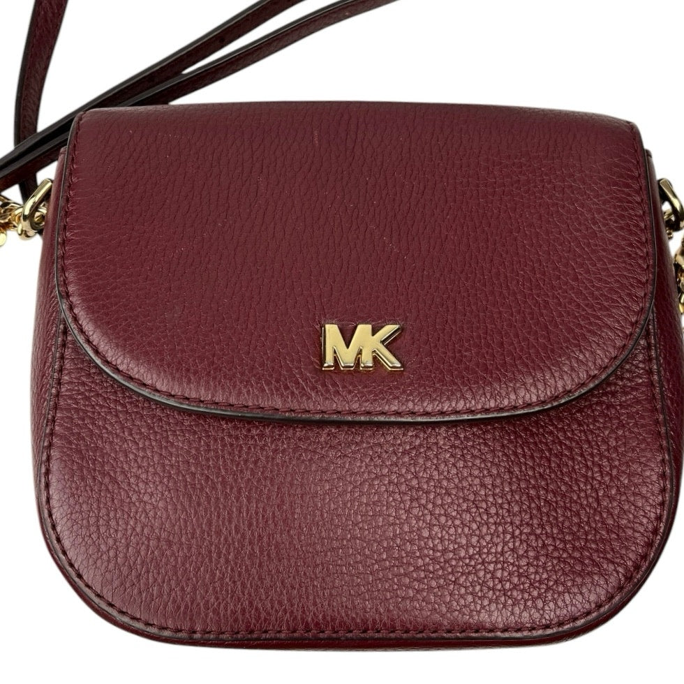 Michael Kors Mott Maroon Red Pebbled Leather Chain Strap Dome