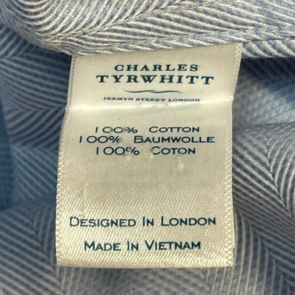 Charles Tyrwhitt Mens Blue Non Iron Slim Long Sleeve Button Up Shirt Top 16 1/2