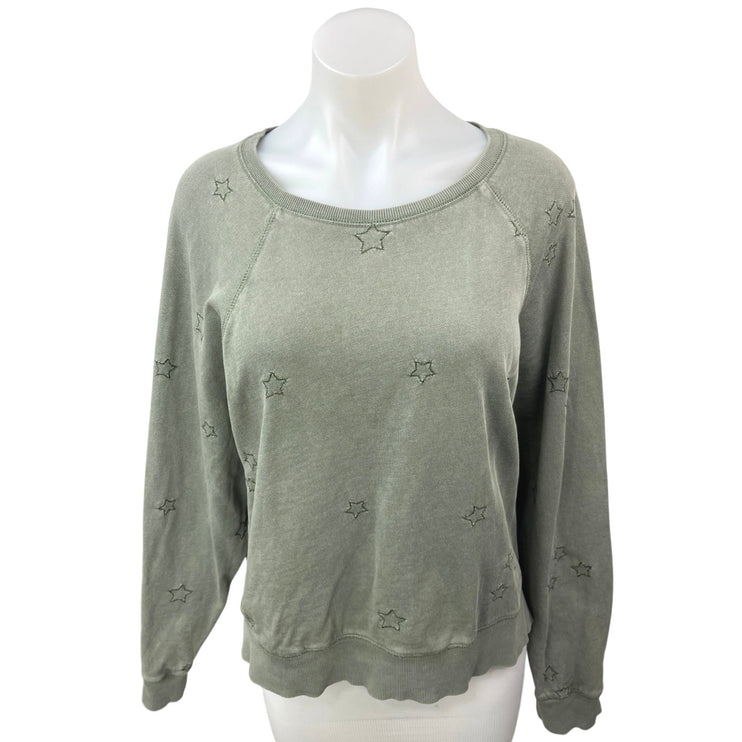 Z Supply Women's Gray Embroidered Star Crew Pullover Sweatshirt Sweater Top M