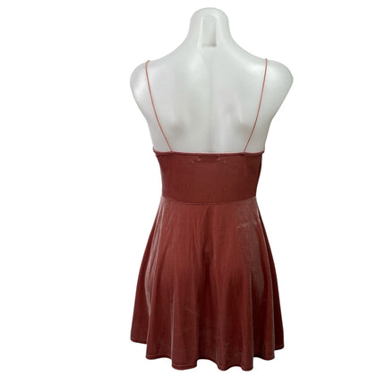 Urban Outfitters Red Pink Velvet Velour Cami Tank Fit & Flare Mini Dress Size S