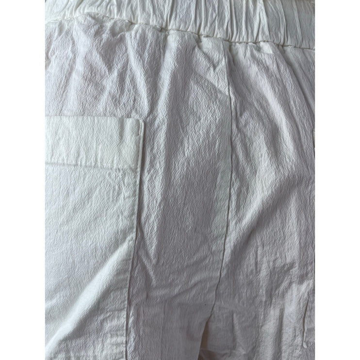 Zara Women's White High Waisted Rolled Hem Button Down Wide Leg Casual Shorts S