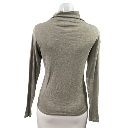 Wrap London Womens Gray Tan High Neck Long Sleeve Button Down Sweater Top Size 6