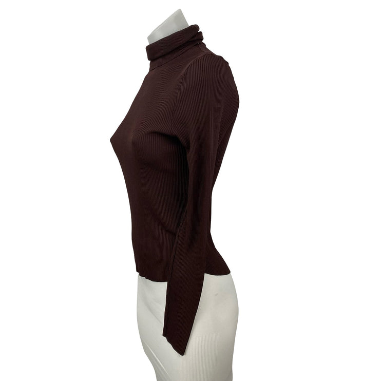 Zara Women's Brown Long Sleeve Turtleneck Ribbed Knit Slim Sweater Top Size M